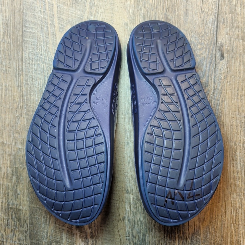 OOFOS OOAHH BLUE METALLIC SNAKESKIN LUXE SLIDES SANDALS WOMEN'S SIZE 8 MENS 6 - Picture 11 of 13